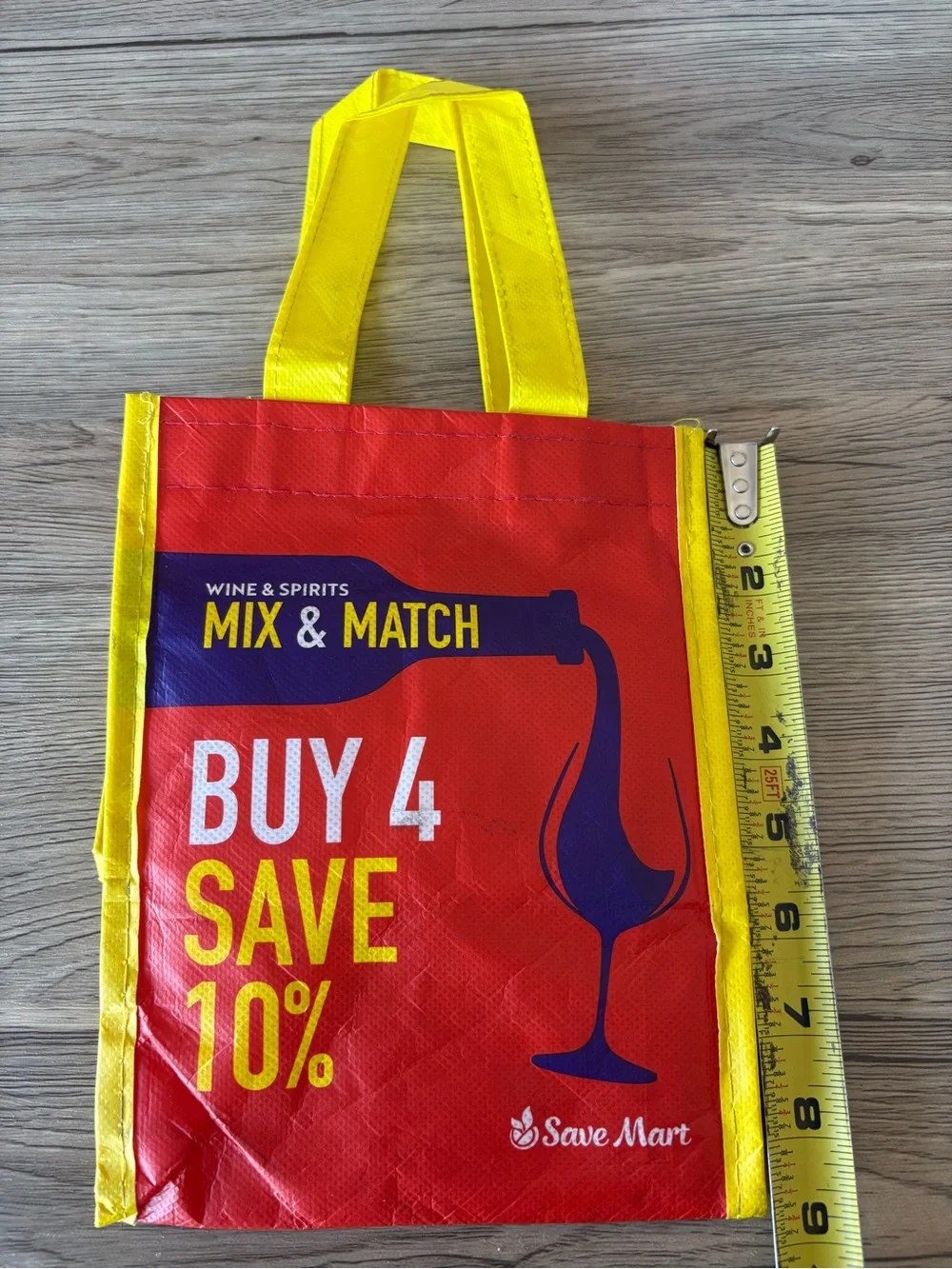 Small Save Mart Mix & Match Wine Red and Yellow Promotional Tote Bag